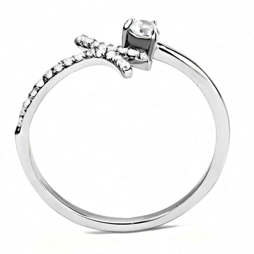 Bague Acier Inoxydable Poli Zircons
