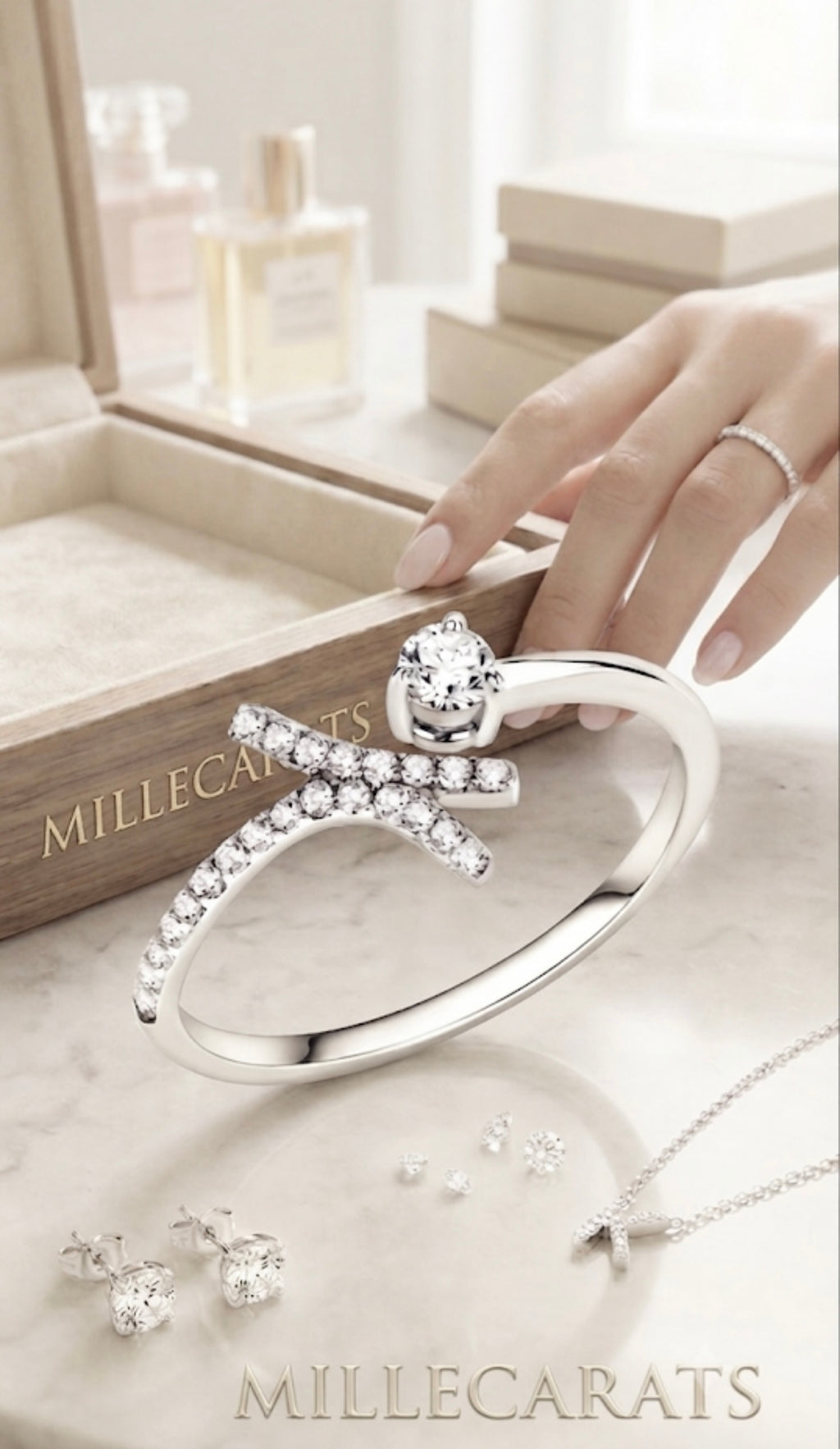 Bague Acier Inoxydable Poli Zircons