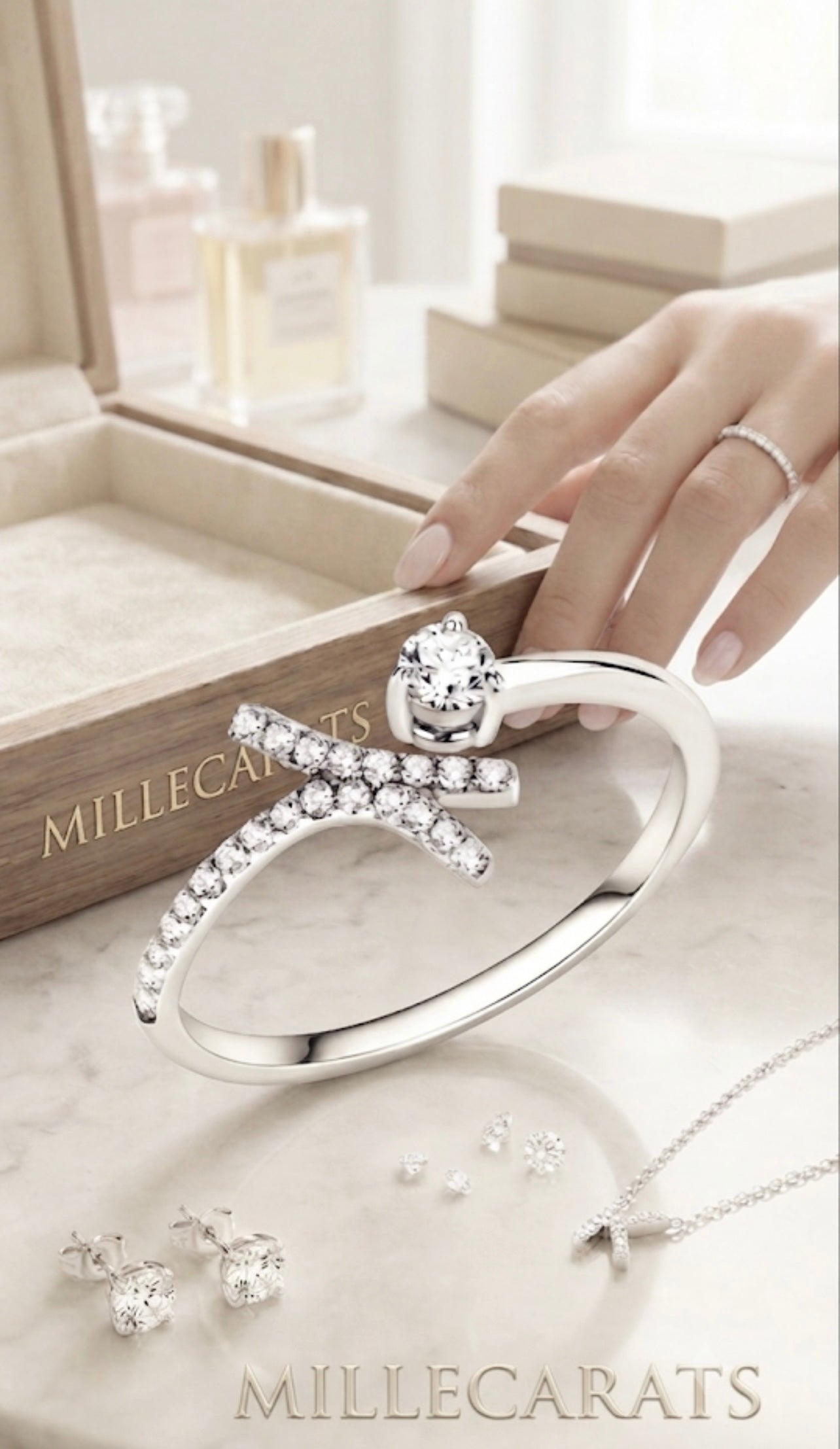 Bague Acier Inoxydable Poli Zircons