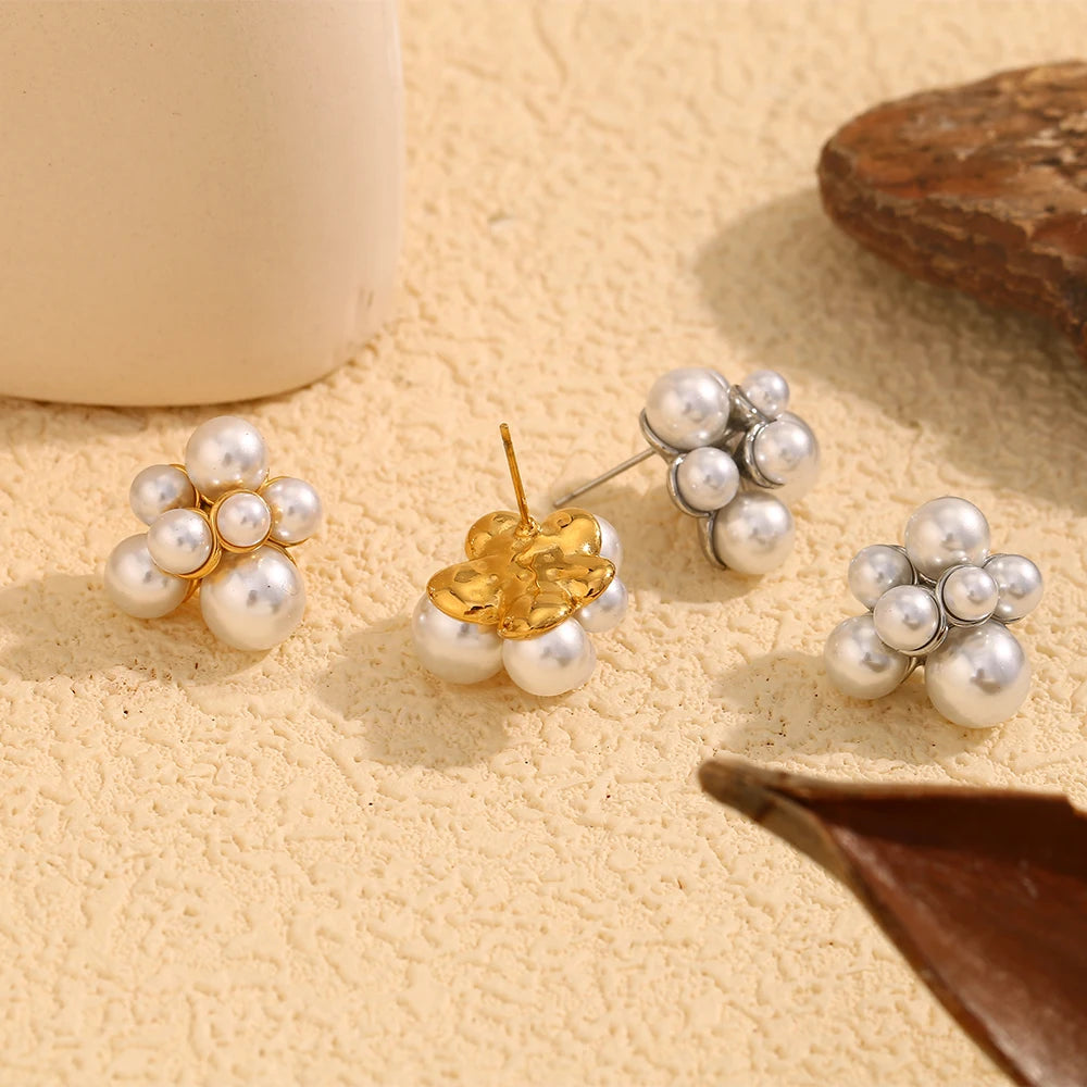 Boucles d’Oreilles Grappe de Perles
