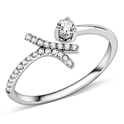 Bague Acier Inoxydable Poli Zircons